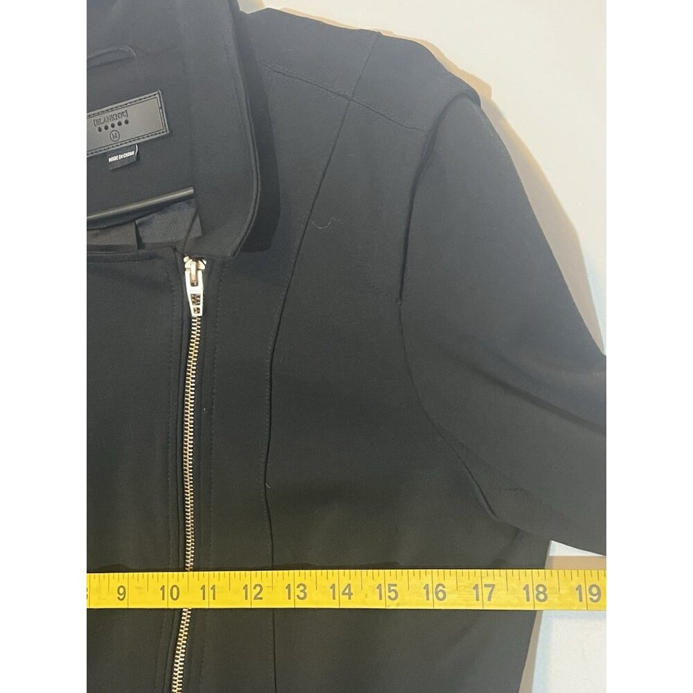 BLANKNYC Women Jacket Denim Psychopath Ponte Moto Size Medium Black Gold Stretch - Picture 6 of 12